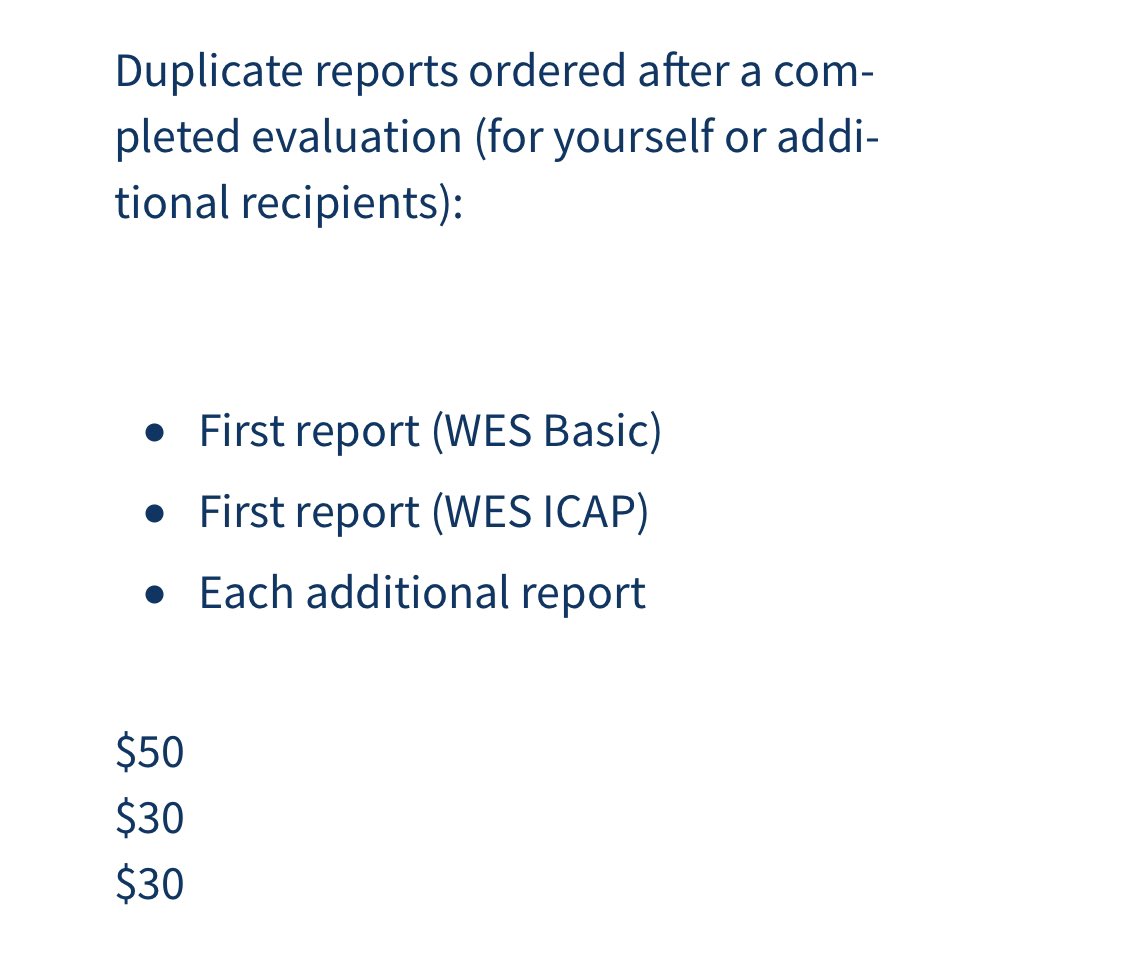 FEES The recommended WES ICAP evaluation costs USD 205.According to  @abokifx (May 10), $1 equals NGN 437 max. (For online payment using Debit cards). Therefore, this service will cost N89,585. Each additional duplicate report costs at least $30