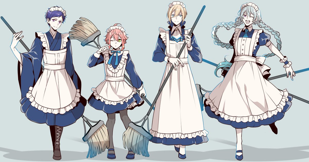 maid headdress maid apron multiple boys maid apron enmaided alternate costume  illustration images