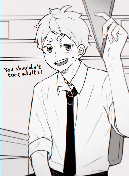 Suga-sensei~
I feel like he'd be teased by his students ∠( ᐛ 」∠)_
#haikyuu 