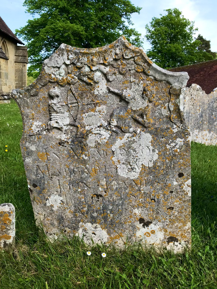 EngChurchPics's tweet photo. It was fortunate that yesterdayβs walk started and finished at St Mary, #Iping. On our return the sun had moved, and thus allowed a much better shot of this gravestone with a skeleton holding a bow and arrow. The last picture is one I took as we set off around noon. #mementomori https://t.co/XNRbqP89bz