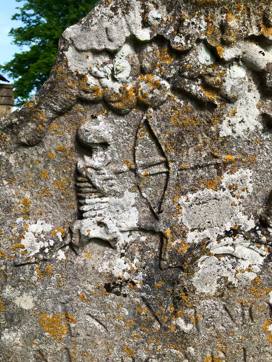 EngChurchPics's tweet photo. It was fortunate that yesterdayβs walk started and finished at St Mary, #Iping. On our return the sun had moved, and thus allowed a much better shot of this gravestone with a skeleton holding a bow and arrow. The last picture is one I took as we set off around noon. #mementomori https://t.co/XNRbqP89bz