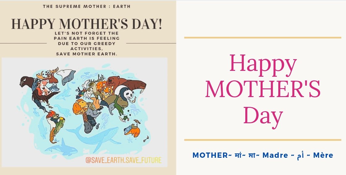 herIdioticfool's tweet photo. #HappyMothersDay #mothersday2020 
Happy Mother's Day to Supreme Mother,
MOTHER EARTH.
Let's pledge not to pollute our Mother Earth.
#ClimateAction #SaveEarthSaveFuture https://t.co/HRfDsDim3x