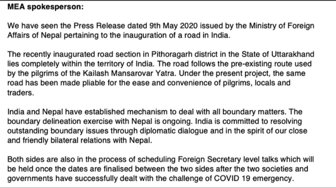 6/8 Timing/NepalGovernments of Nepal and India exchanged curt statements yesterday, and Nepali public opinion is visibly upset, with the hashtag  #BackOffIndia trending. The dispute is complex but interestingly also has an India-China dimension (trijunction + 2015 agreement).