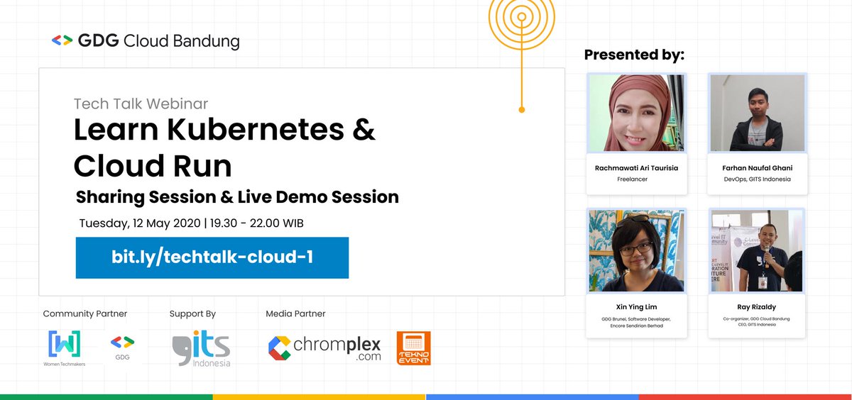 XinYingLim3's tweet photo. Curious about running containers serverlessly? Not sure what containers even are? I will show you how to get started with @GCPcloud's Cloud Run to build services in @gdgcloudbandungβs online webinar this Tuesday. My talk starts at 9.10pm Brunei Time. RSVP: https://t.co/hWEULFI5Ei https://t.co/9cFTs3SLy2