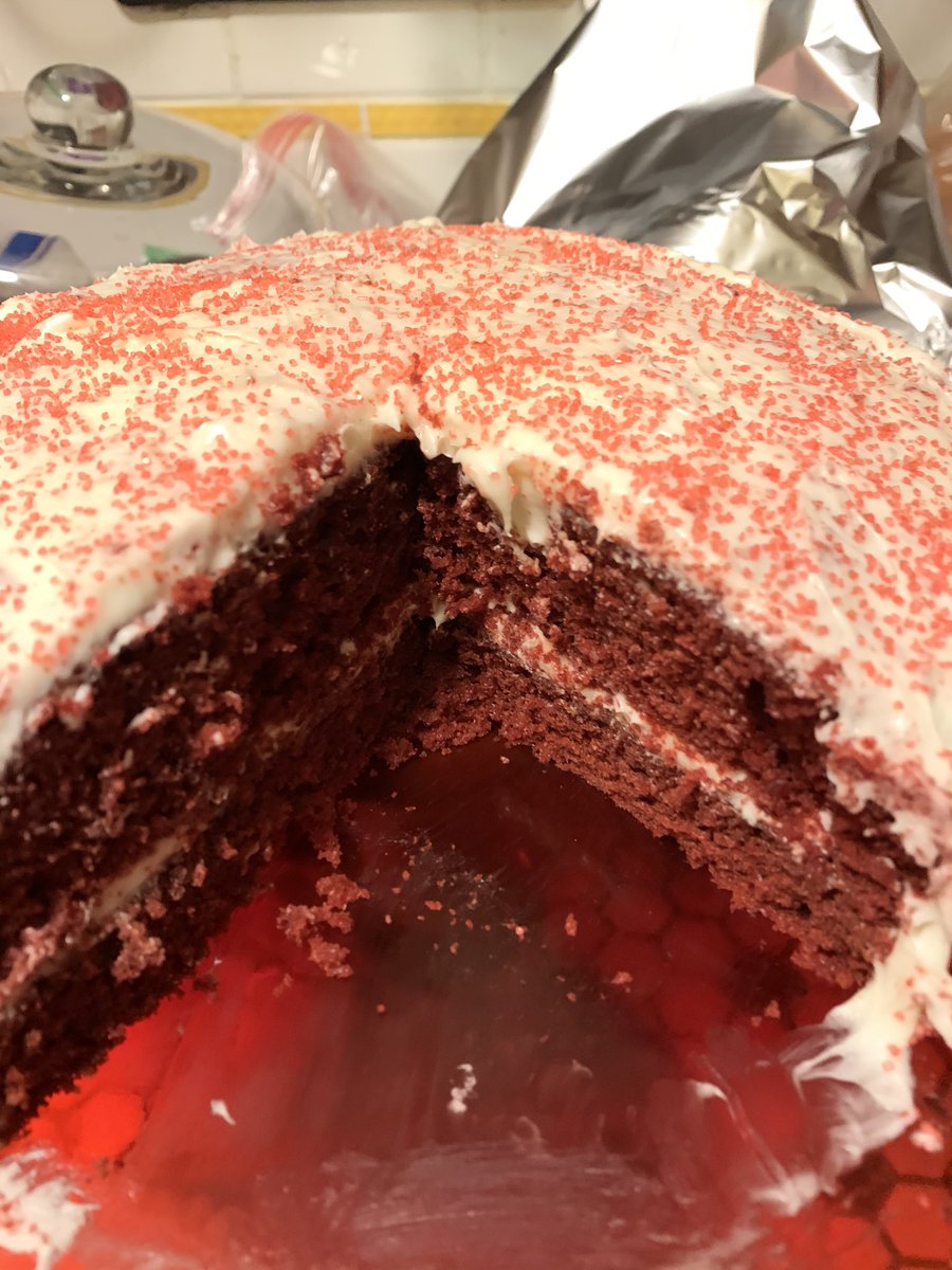 AndiatRCAN's tweet photo. Made a #redvelvetcake with cream cheese frosting. #quarantinebaking https://t.co/b9Ef7FjK6k