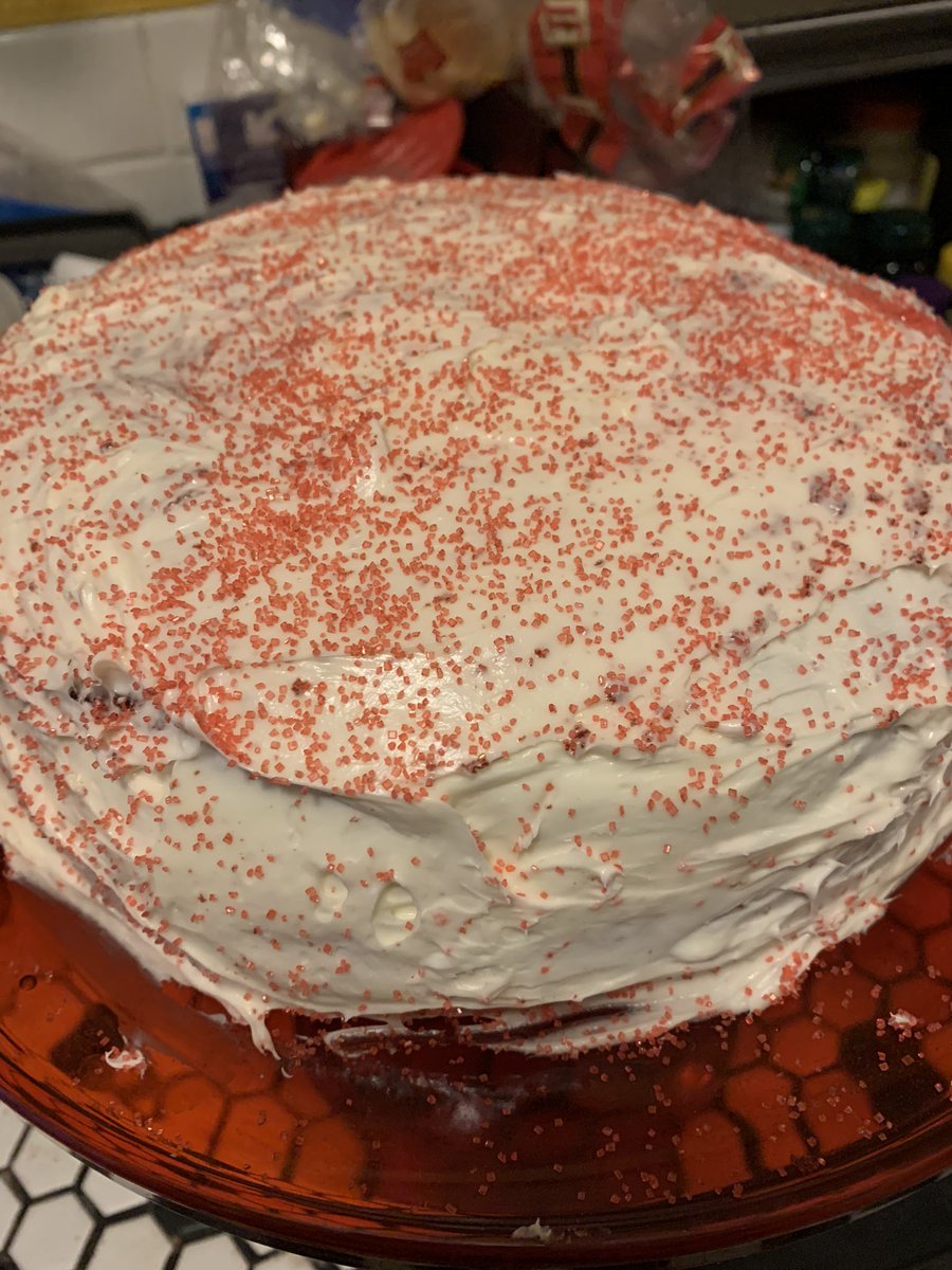 AndiatRCAN's tweet photo. Made a #redvelvetcake with cream cheese frosting. #quarantinebaking https://t.co/b9Ef7FjK6k