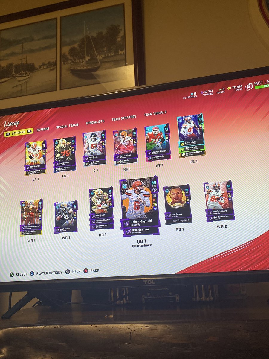 fireballmut's tweet photo. Late night project done, 50/50 Browns Theme Team, 40/40 browns passing, 30/30 Go Deep, 30/30 🔒 ⬇️, 26/30 ZR, 25/30 Pass Rush. https://t.co/wzD0GnlgEM