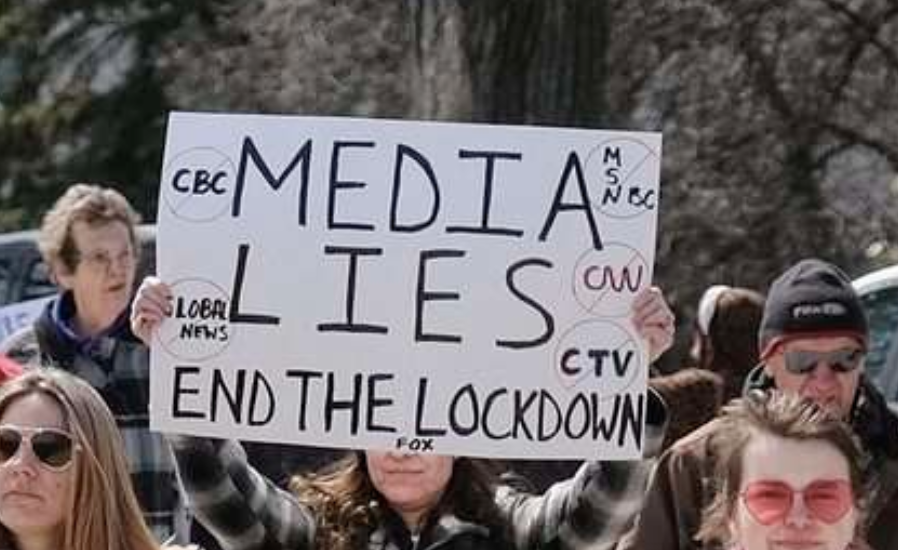 The most ironic part of this sign (from a photo in @winnipegnews) is this group  sent out a release to the media asking many of these news organizations to cover it.