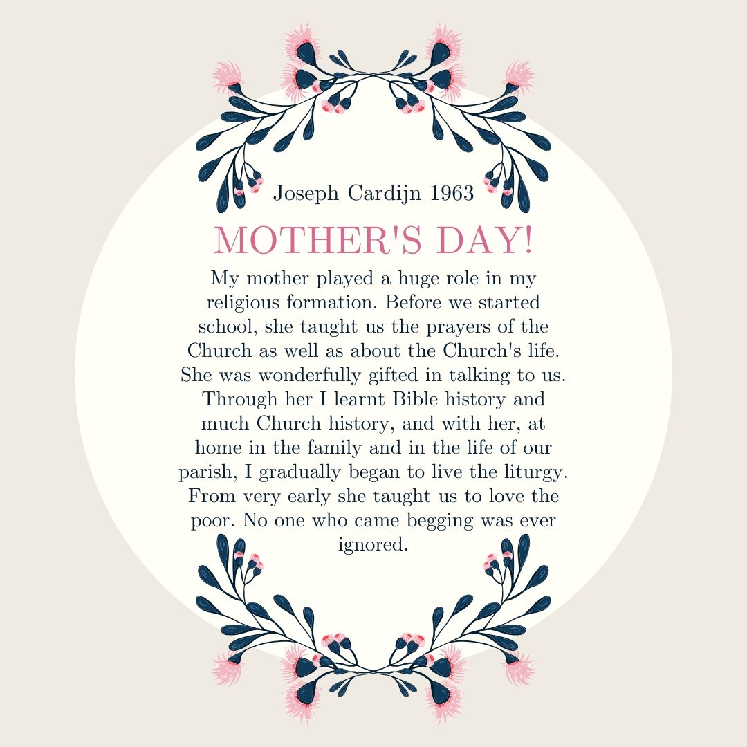 AusCardijnInst's tweet photo. Great tribute by #Cardijn to his #mother. #mothersday #JOC #JEC #YCW #YCS https://t.co/IyM04uEiwf