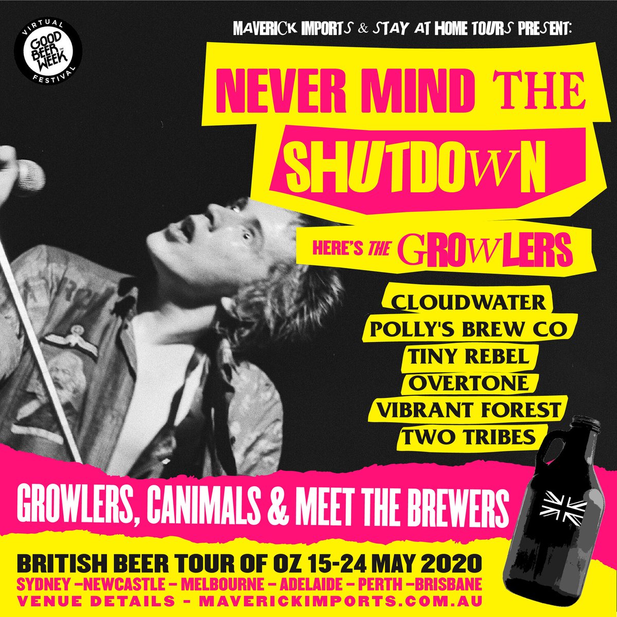 With <a href="/GoodBeerWeek/">GoodBeerWeek</a> postponed <a href="/MaverickImports/">Maverick Imports</a>
have sent the kegs they'd brought in from the UK across Ausfor a nationwide party instead.

They start pouring next Friday and there's virtual Meet the Brewers with @CloudwaterPaul and <a href="/pollysbrewco/">Polly's</a> too.

craftypint.com/event/11770/ne…