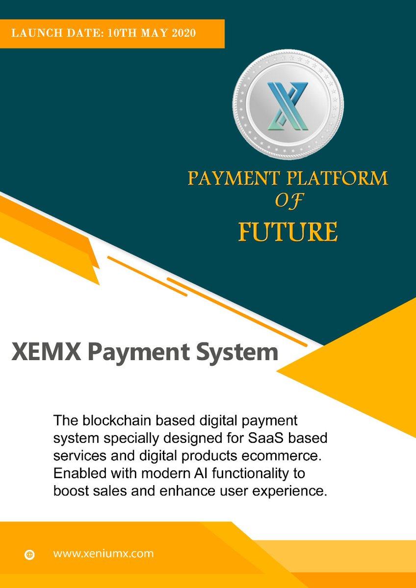 xeniumx2020's tweet image. The Blockchain based digital payment system specially designed for SaaS based services and digital products ecommerce. Enabled with Modern AI functionality to boost sales and enhance user experience.