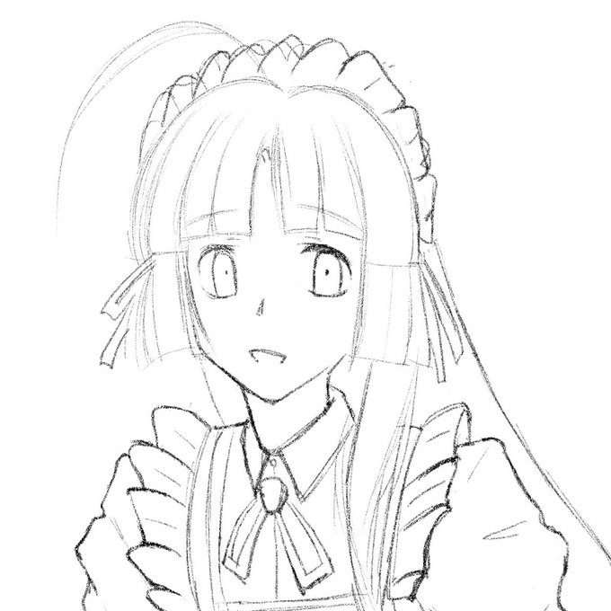 メイド祥鳳さんのラフ。整えて色を雑に塗るだけですたぶん。ちょっと会社行ってくるので続きは夜('ω') 