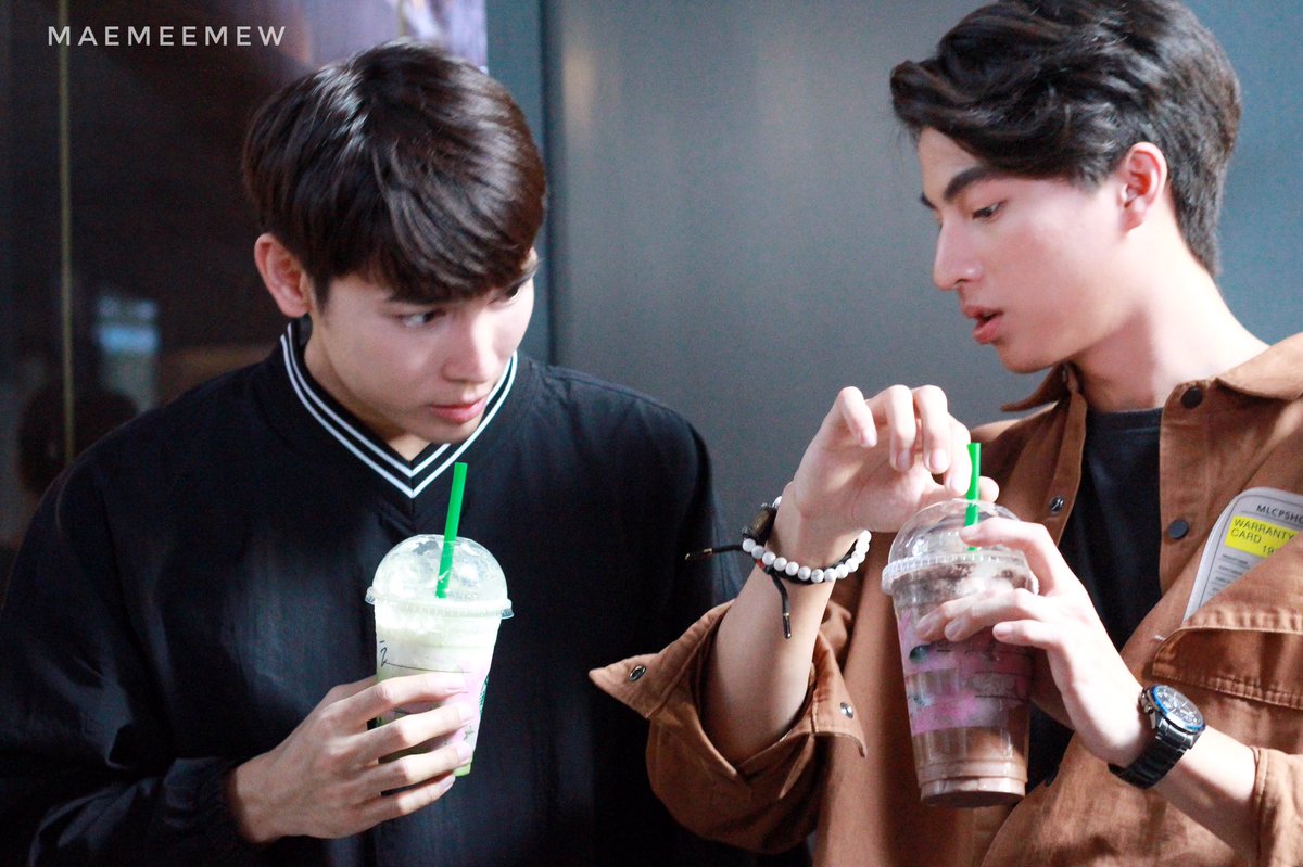 mew was looking for the name written on gulf's cup hehe babies 