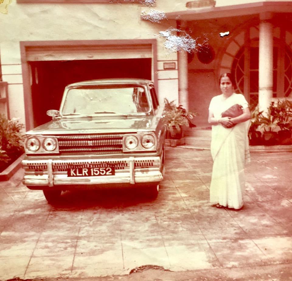Karthikayanni Menon, wife of the creator of the  #Aravind, posing next to the refurbished car before heading to work at the Secretariat circa 1972. She was the only non-IAS woman to become Joint Secretary in  #Trivandrum,  #Kerala. 15/N