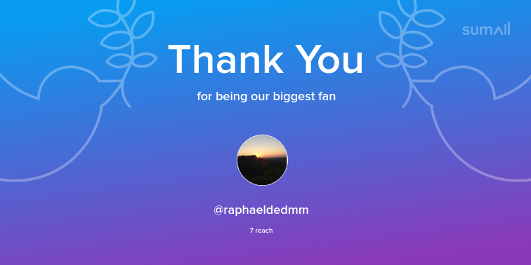 Our biggest fans this week: raphaeldedmm. Thank you! via sumall.com/thankyou?utm_s…