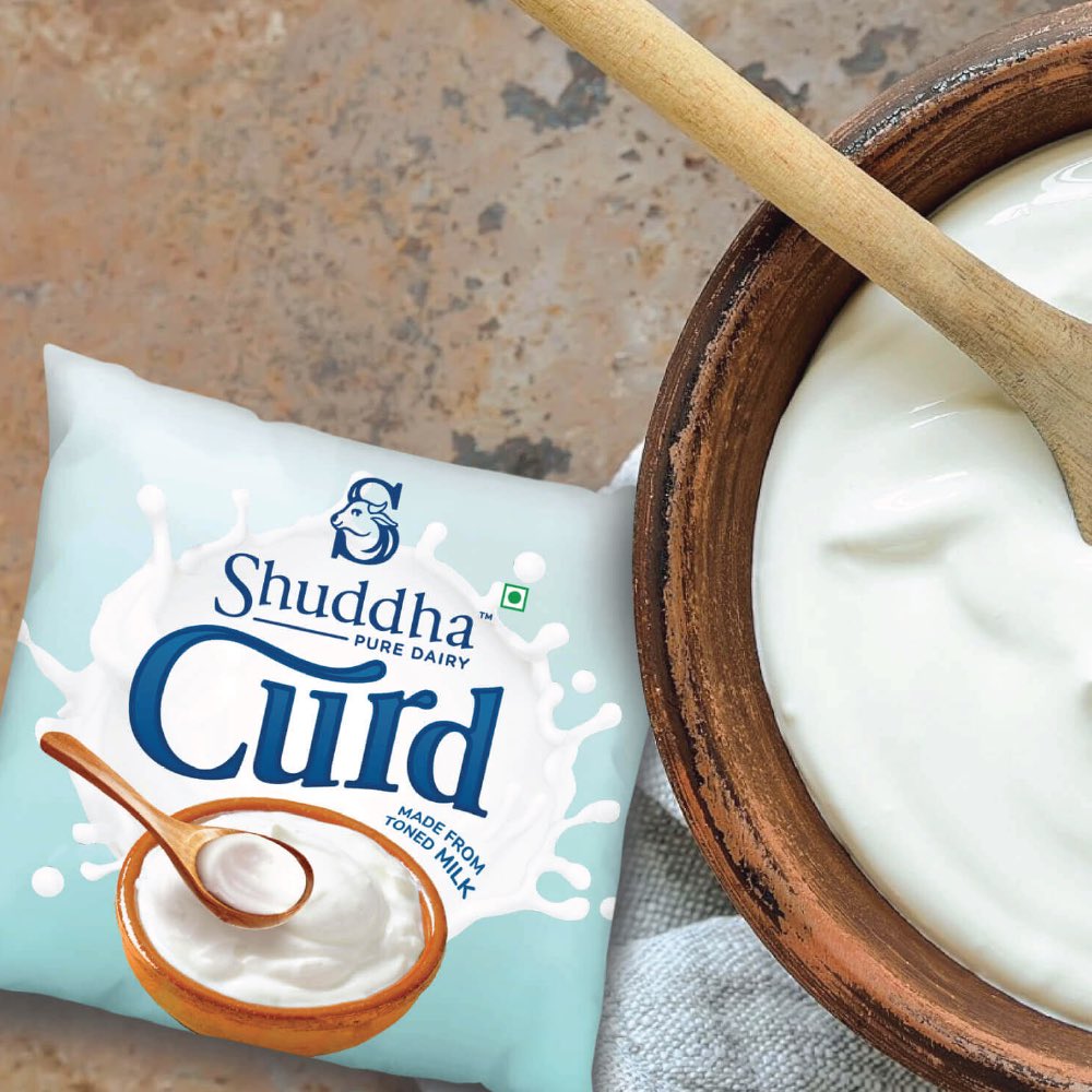 fpscreative's tweet photo. Shuddha milk, now fortified with Fingerprints branding: 
Shuddha is a range of milk products from the WayCool brand stable. From creating the nomenclature, to the distinct logo design, packaging &amp; other collateral, we were over the mooooooon to do it all for Shuddha. https://t.co/uA0NFanL4c