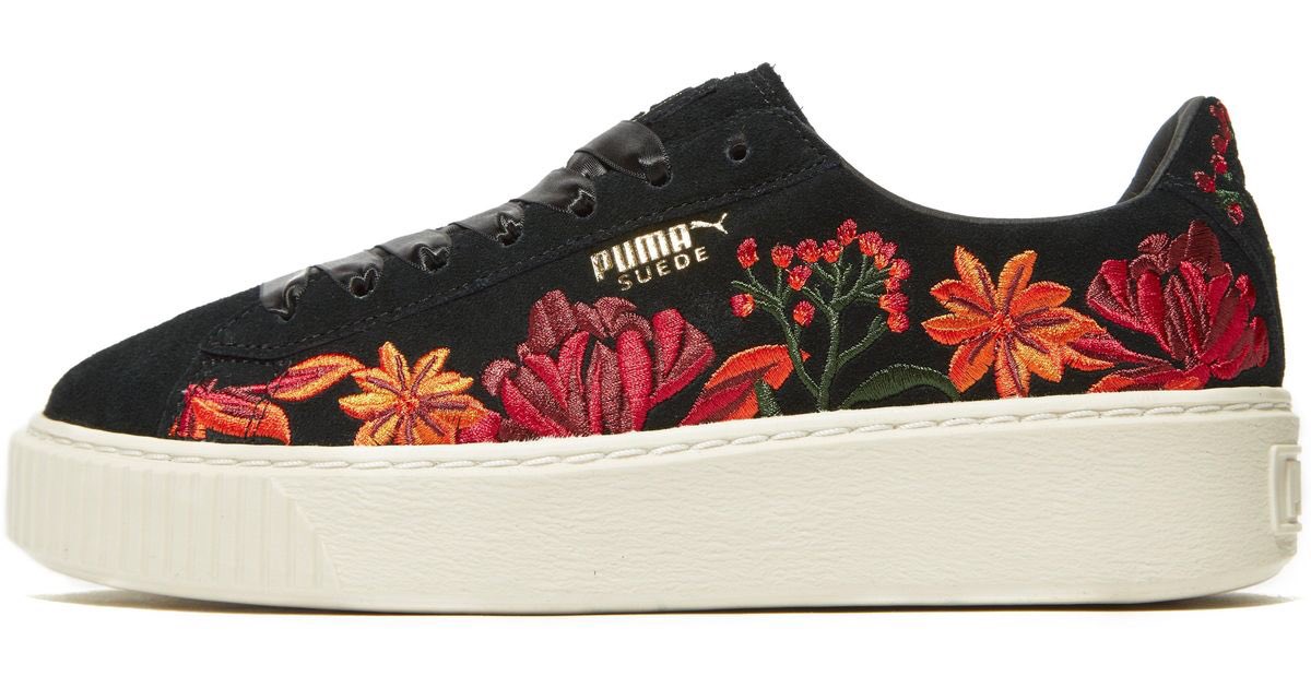 puma suede platform floral