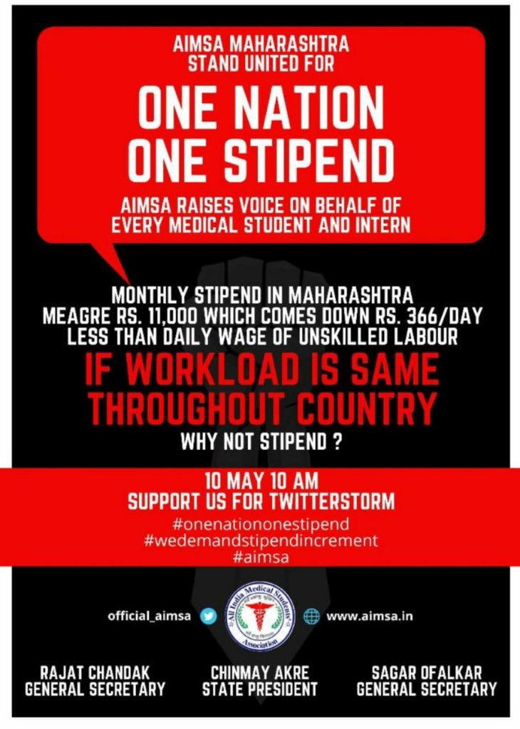 drrishabh26's tweet photo. We are demanding what we deserve.If workload is same, stipend should be the same
#One_Nation_One_Stipend
#COVIDWarriors
@pmoindia

@harshvardhan

@lallantop

@ndtv

@myogioffice 
@narendramodi

@RahulGandhi

@INCIndia
 
#wedemandstipendincrement
#AIMSA https://t.co/NTmog178AX