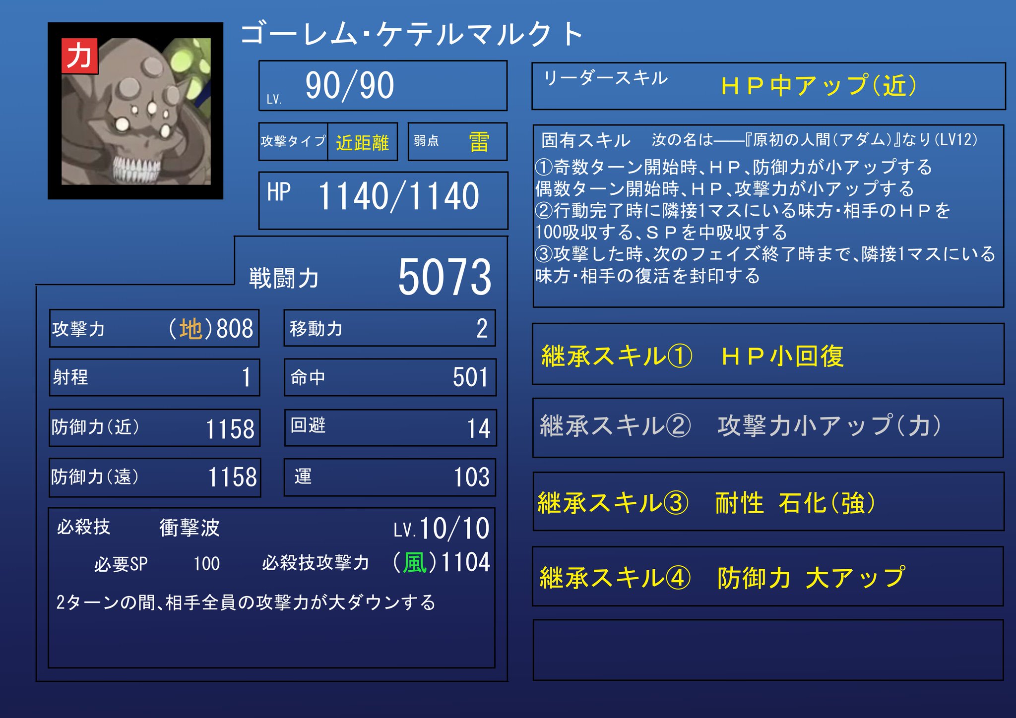 In アイエヌ イン Na Twitteru ゴーレムだけど こいつもれっきとした捕食者です Fate Apocryphaおよびfgoの宝具に登場するゴーレム ケテルマルクトをウルバト風にするとこうなりました ウルバト参戦妄想 ウルバト風ステータス もしもあのキャラクターが In アイエヌ イン Na Twitteru ゴーレムだけど こいつもれっきとした捕食者です Fate Apocryphaおよびfgoの宝具に登場するゴーレム ケテルマルクトをウルバト風にするとこうなりました ウルバト参戦妄想 ウルバト風ステータス もしもあのキャラクターが