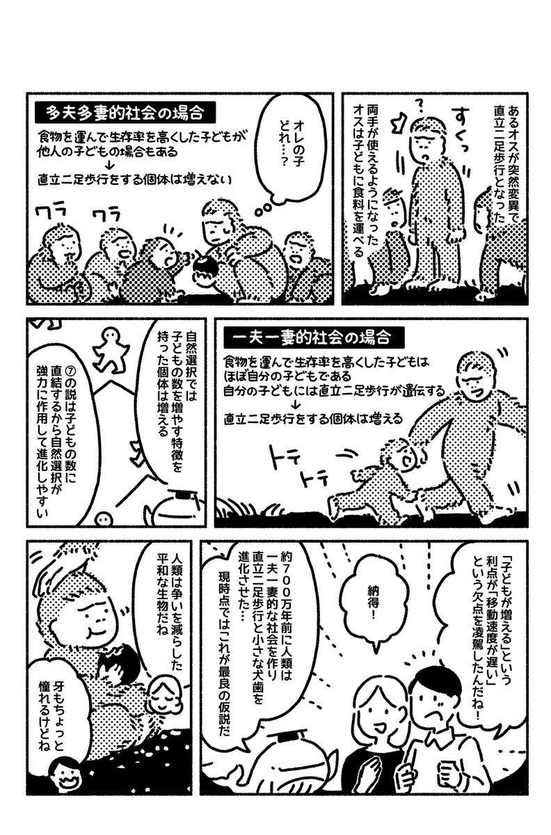 マンガ「若い読者に贈る美しい生物学講義」更新されました??第12章「人類は平和な生物」https://t.co/c7URYBswOV 