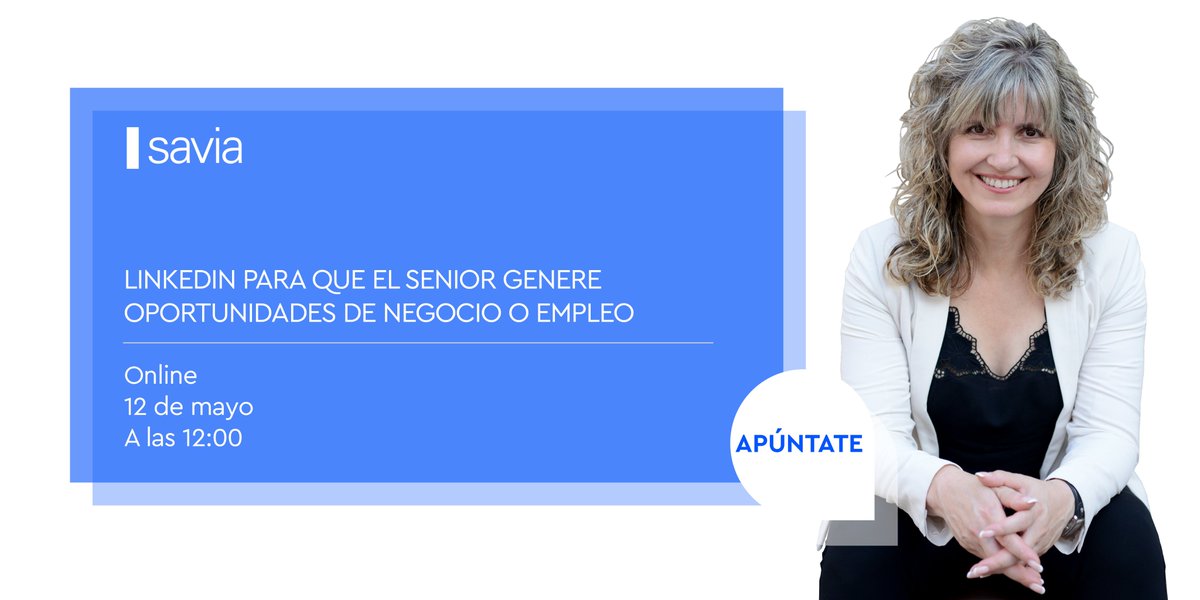 CeliaHil's tweet photo. #Webinar: "#LINKEDIN para que el #sénior genere oportunidades de #negocio o #empleo" por @CeliaHil
 de Talento Cooldys para Generación SAVIA
  
📆12 #Mayo
⏰12h
🌐 #FormaciónOnline

✍️Inscripción gratuita: https://t.co/RCQA1aSlJ2

#LaGornal #CastelletilaGornal #Penedès #Barcelona https://t.co/cojK3qX5mb