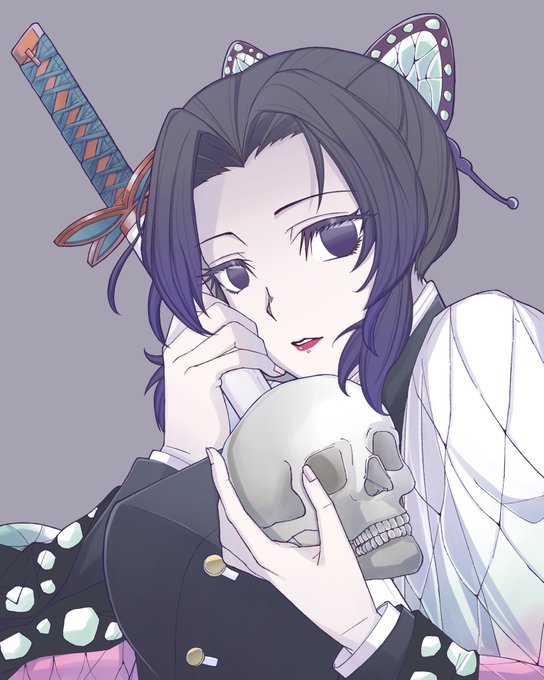 もちもちたまごむしぱんさんがTwitterに投稿した胡蝶しのぶ(鬼滅の刃)のイラスト。