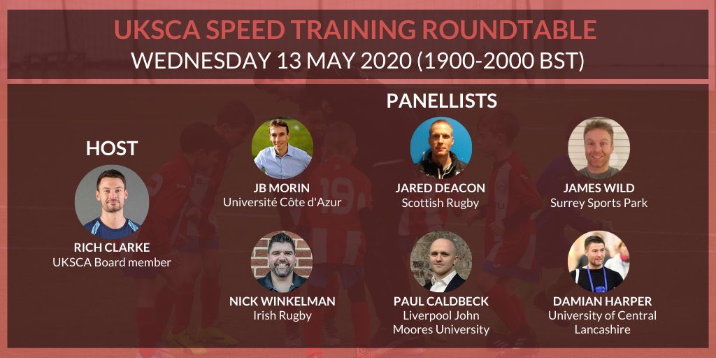 We are excited to announce the 1st in a series of <a href="/UKSCA/">UKSCA</a> roundtables. 

First up, hosted by <a href="/RICH_AgilityLab/">Rich Clarke</a> is speed training with <a href="/NickWinkelman/">Nick Winkelman</a> <a href="/jb_morin/">JB Morin</a> <a href="/jaredmdeacon/">Jared Deacon OLY</a> <a href="/wildy_jj/">James Wild</a> <a href="/caldbeck89/">Paul Caldbeck</a> <a href="/DHMov/">Damian Harper, PhD</a> 

REGISTER - survey.sogosurvey.com/r/60atRu