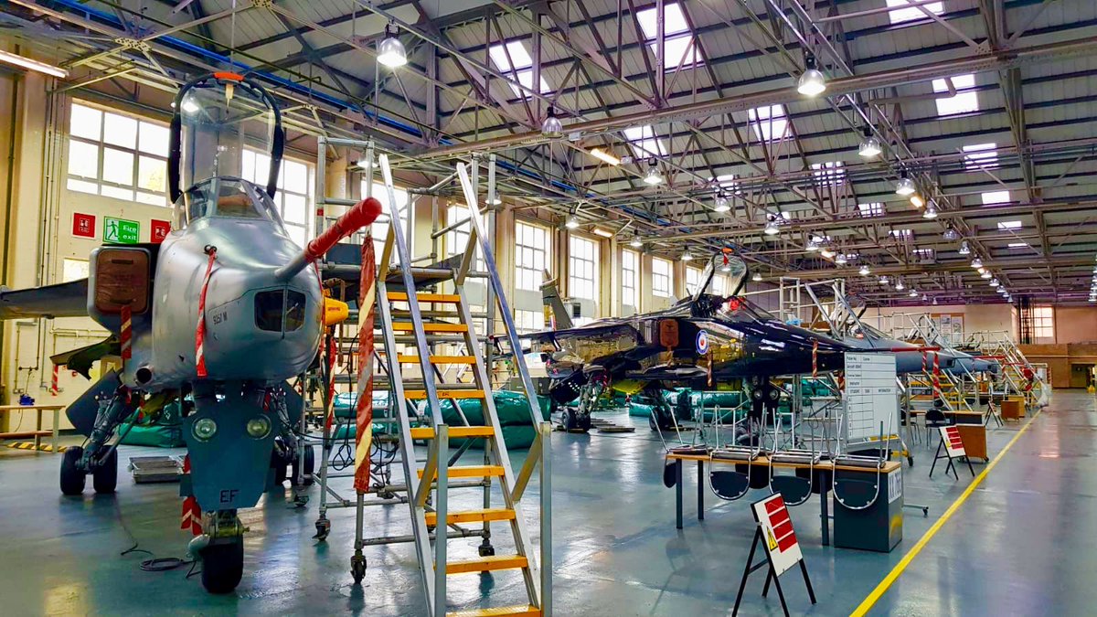 We keep getting asked why we have so many aircraft at Cosford; about 60 Jags, 9 Tornados, 7 Hawks, 4 Sea Kings, 2 Gazelles and a facsimile Typhoon, plus other part airframes. We use them all to train the next generation of  @RoyalAirForce aircraft engineers.
