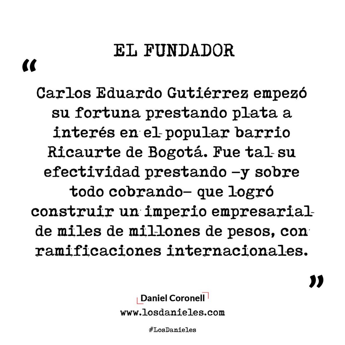 DCoronell's tweet photo. #ElFundador la historia del multimillonario prestamista vinculado al nacimiento de la empresa Du Brands SAS a la que le pagan por mejorar la imagen del presidente @IvanDuque en las redes #LosDanieles Columnas sin techo. https://t.co/ReT9IC4IOu