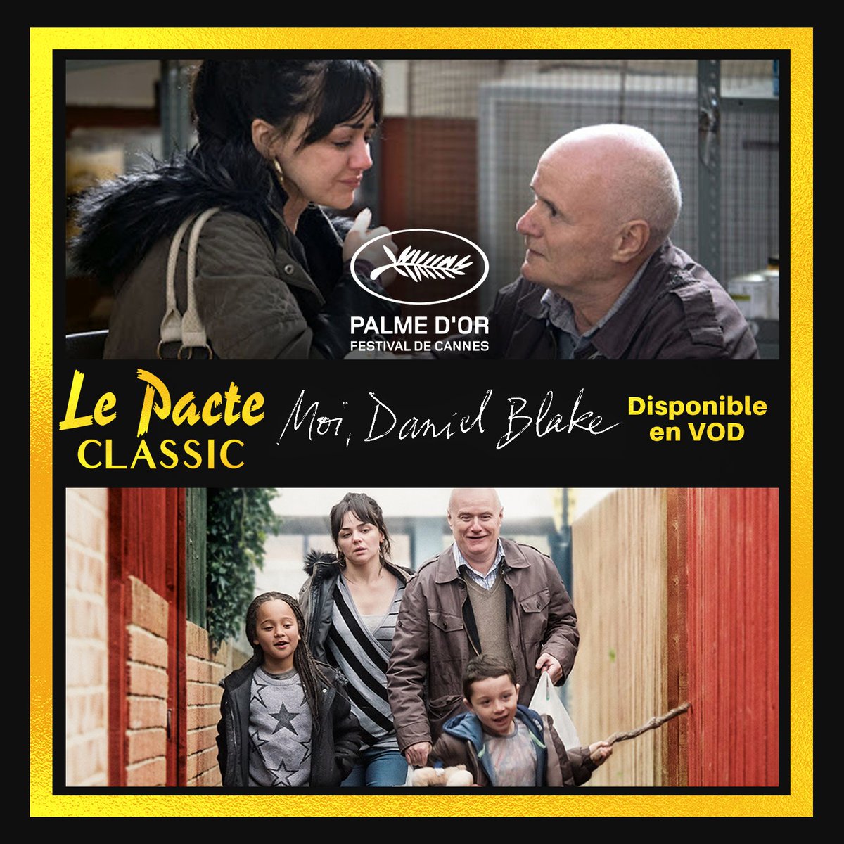 JOUR 56.Palme d'or au  @Festival_Cannes,  #MoiDanielBlake de Ken Loach est un bouleversant film de révolte. Une oeuvre sur l'humanité qui (peut) résider en chacun, et sur la rage des injustices. A (re)voir.  #LePacteClassicDisponible en VOD sur  @tvorange https://bit.ly/LP_DanielBlake 