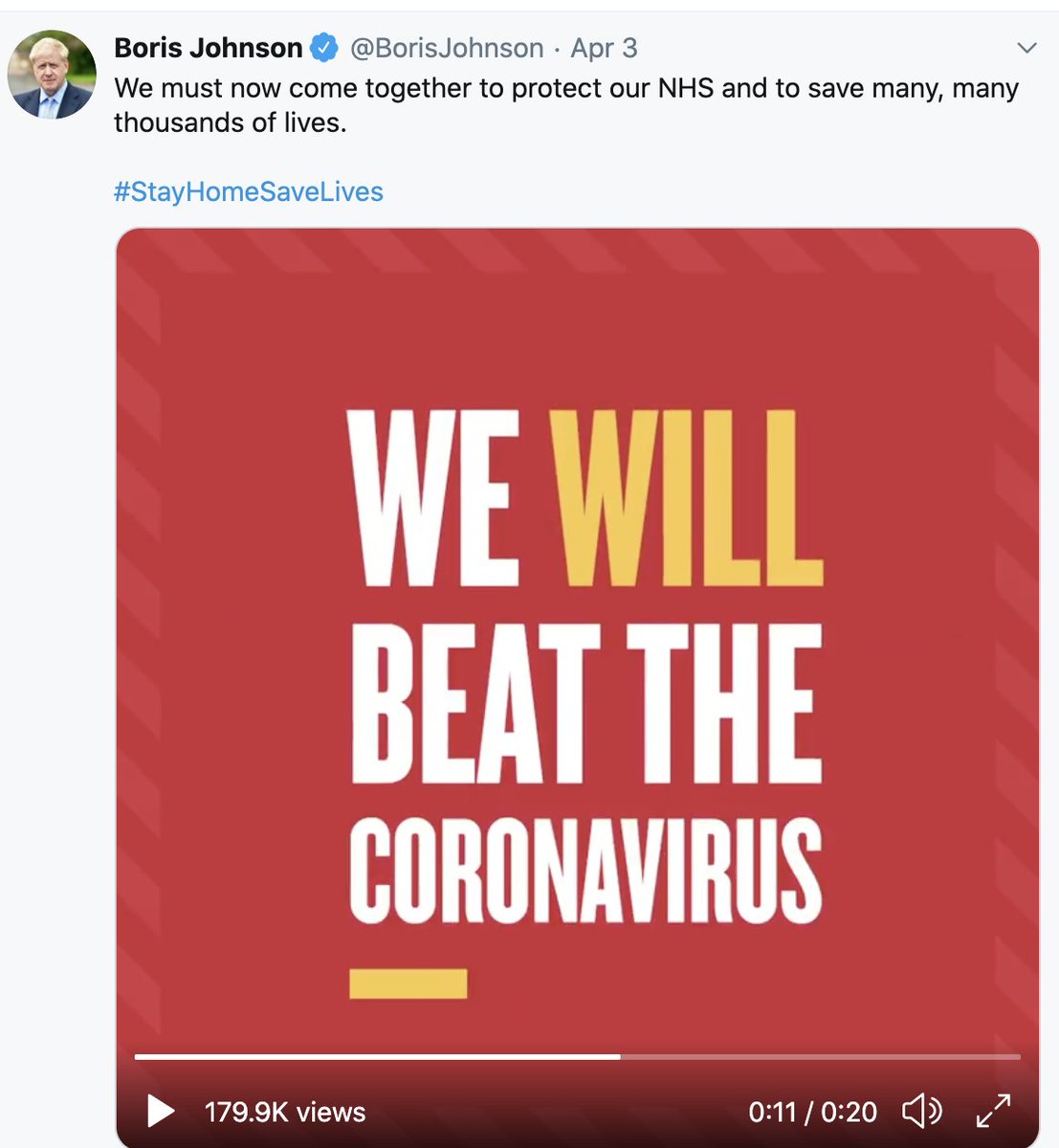 1. On April 3rd PM  @BorisJohnson posted a video here on Twitter ( https://twitter.com/BorisJohnson/status/1246073029030862852?s=20) where he says "We will BEAT  #Coronavirus"Now the verb used has significantly changed.It's not "beat" anymore, but CONTROL.This sounds like a massive change in strategy.