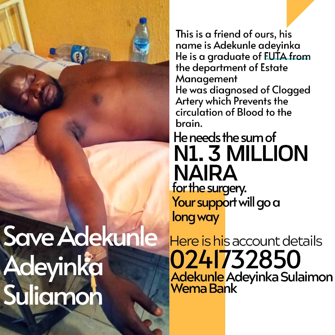 Nadotconcept's tweet photo. Pls,give Adeyinka's mum a mother's day gift by giving whatsoever you have.RT means so much too.He needs #817k to fulfill his dreams.
#SAVEADEYINKA
#mothersday2020
@ShehuSani @HenshawKate @rudeboypsquare @dino_melaye @akinalabi @AlikoDangote @realFemiOtedola @_Taaooma @DeleMomodu https://t.co/HX9essVOjD