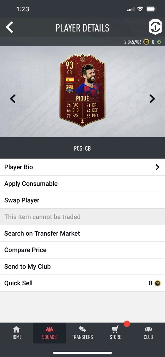 CB: Gerard PiqueTwo words: absolutely dreadful. I hate to say it, he’s worth around 250k but he’s really not worth that imo. He has very good tackling but he’s far too slow, turns like a truck and can’t catch TOTS Vardy that I faced 18 times. Need to get rid immediately.2/10