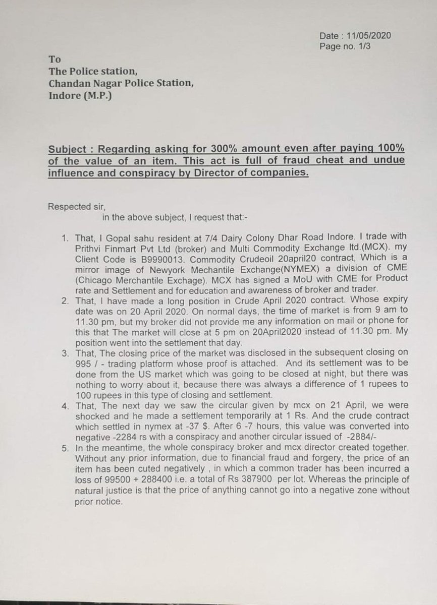 sanjay1365's tweet photo. @Swamy39 
Sir, needs your intervention in this PIL , for investigating the fraud committed by MCX in April by passing the undue benefits to vested interest holders in connivanve with MCX top brass. https://t.co/TTj5UpKNmU