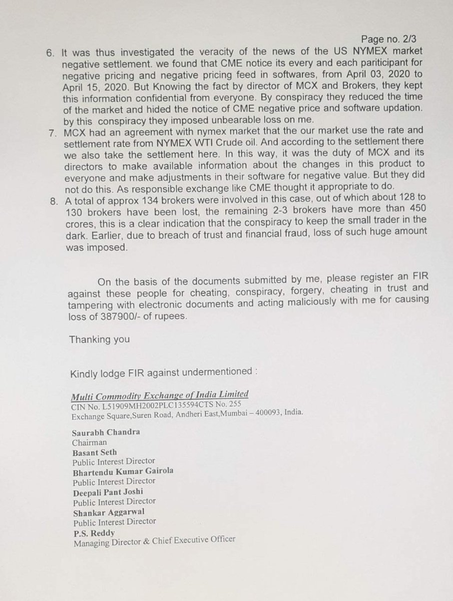 sanjay1365's tweet photo. @Swamy39 
Sir, needs your intervention in this PIL , for investigating the fraud committed by MCX in April by passing the undue benefits to vested interest holders in connivanve with MCX top brass. https://t.co/TTj5UpKNmU