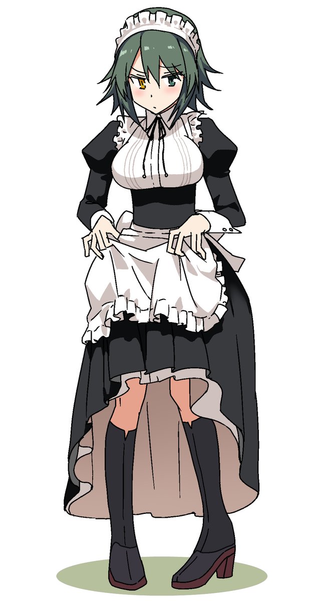 kiso (kancolle) 1girl solo alternate costume maid apron heterochromia enmaided  illustration images