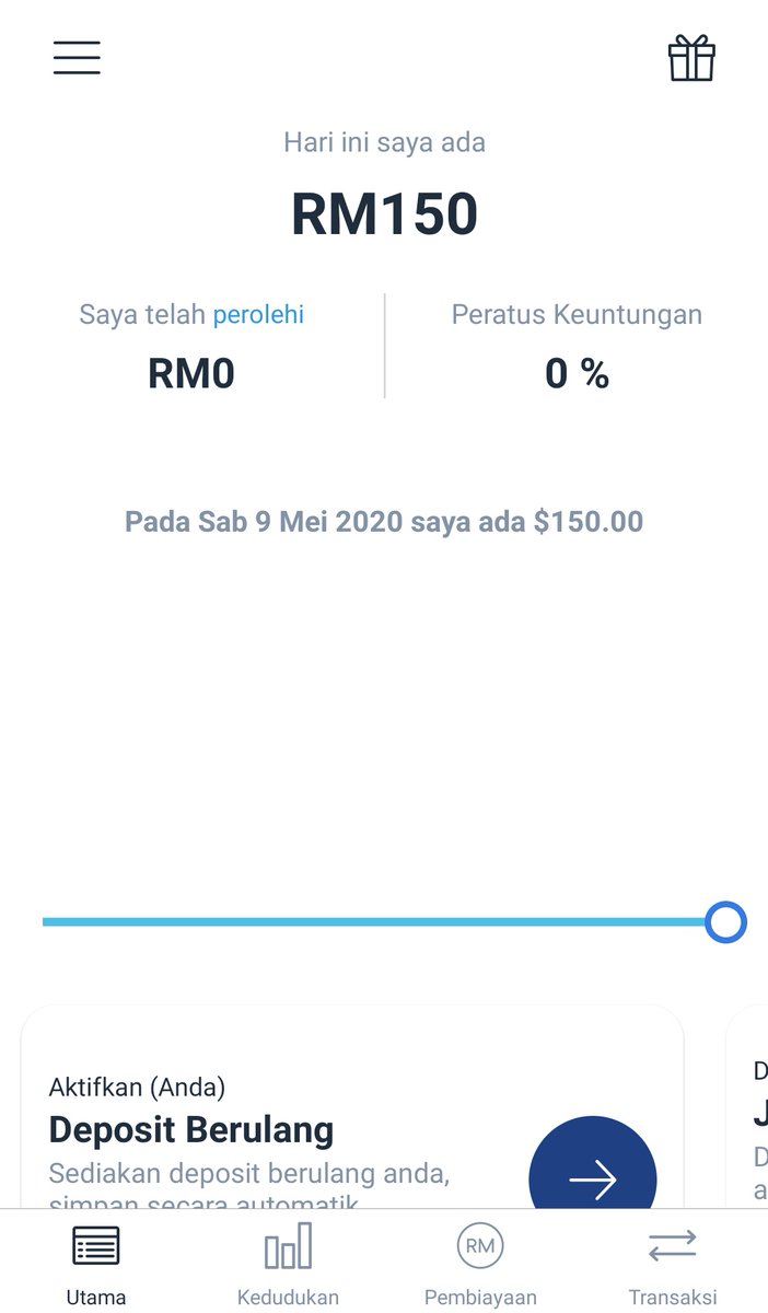 Aku baru je buat akaun kedua Wahed, portfolio very aggressive. Setiap orang boleh buat max dua akaun guna dua email berbeza.Wahed ni kita letak duit, lepas tu Wahed yg akan invest untuk kita, kita monitor melalui apps shj. Senang. Duit kita boleh keluarkan bila-bila masa.