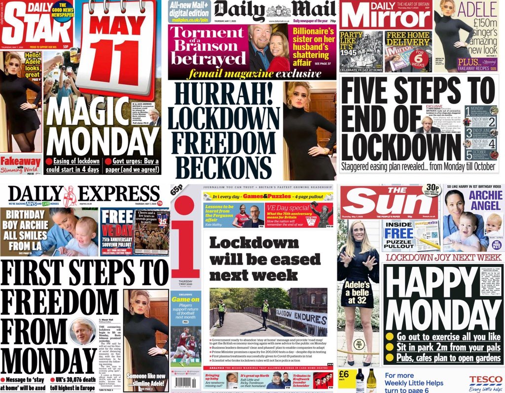 On Thursday, media claimed an easing of lockdown.“This wasn’t a single leak by a single newspaper. It was carried by all newspapers which suggests central leaking & central ‘trailing’ of news to come. I think the general acceptance is that this was govt leaking.”  @SusanMichie