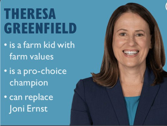  #TheResistance  #DemCast  #DemCastNH FLIPtheSENATE #TheresaGreenfield is running against Iowa incumbent Joni ErnstTheresa is doing well in Iowa coming within two points of Ernst! Let’s put Theresa over top & win by Donating 2 her Campaign! #VoteBLUE4thePeople