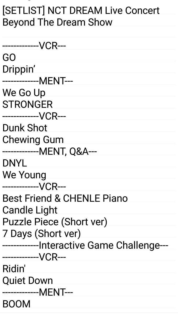 Nct Dream Center On Twitter 200510 Setlist Nct Dream Live Concert Beyond The Dream Show Nctdream Beyondlive Foreverwithnctdream Nctdream Nctsmtown Dream Https T Co Ri2xa7mb1s Twitter