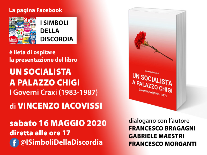 GabriMaestri's tweet photo. Sabato 16 maggio, ore 17, presentazione del libro di @v_iacovissi "Un socialista a Palazzo Chigi" in diretta sulla pagina Fb "I simboli della discordia" #staytuned https://t.co/wuSO07pd2k