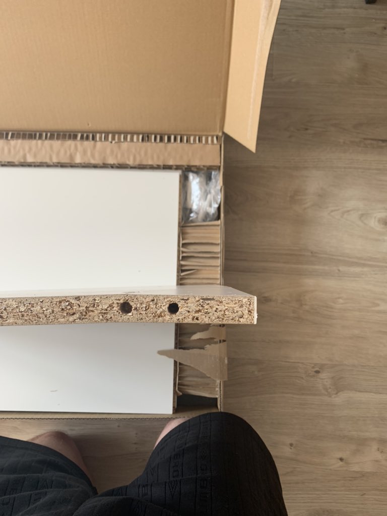 mjamesn's tweet photo. @IKEAUK how am I meant to tell you that you’ve delivered damaged goods if your customer service channels are all down? https://t.co/LNavpcSj6p
