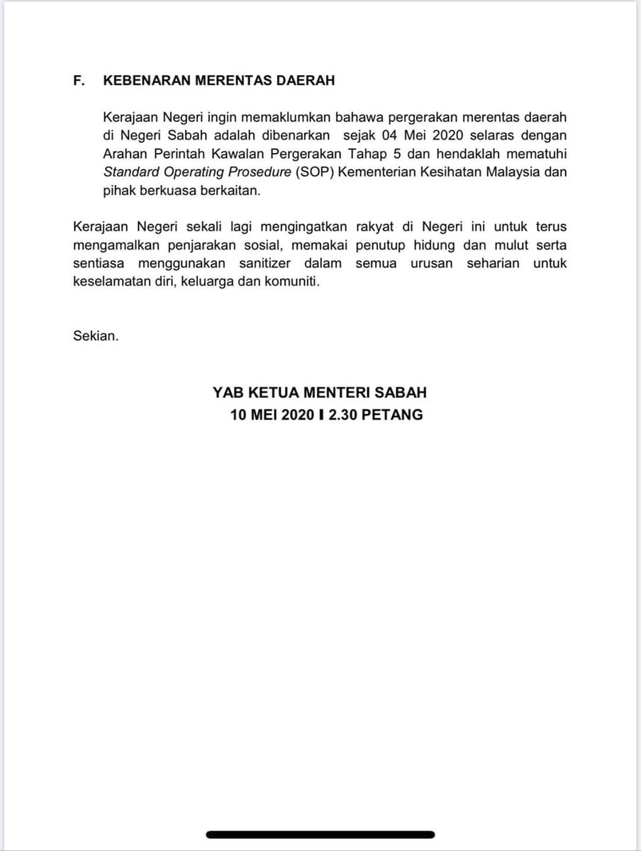 JapenSabah's tweet photo. [TERKINI] Pada hari ini, Kerajaan Negeri memutuskan untuk membenarkan beberapa lagi sektor untuk beroperasi mulai 10 Mei 2020.

📌 Sektor Pelancongan, Kebudayaan dan Alam Sekitar
📌 Sektor Sukan dan Rekreasi
📌 Sektor Perkhidmatan Ikhtisas dan Professional
📌 Pengangkutan Udara https://t.co/7YW5Ue8Z12