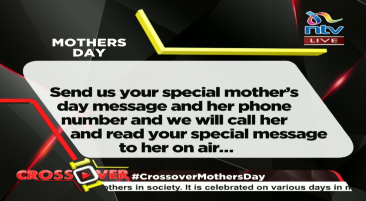 ntvkenya's tweet photo. Would you like to appreciate your mother or somebody that has played the role of a mother in your life? 👇

#CrossoverMothersDay

#MamaTaughtMe 
#MothersDay https://t.co/j7StvoP0Xc