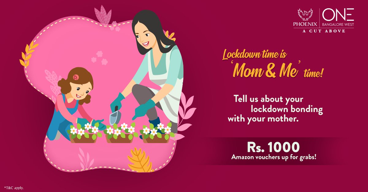 1BangaloreWest's tweet photo. Mothers are the best friends who you can bond with any time, any day. In the comments, tell us about the one lockdown activity you and your mom are engaged in. One lucky winner will win a Rs. 1000 Amazon voucher.
#MomnMeTime #MothersDay #Contestalert #PhoenixOneBangaloreWest https://t.co/iVV3ERl509