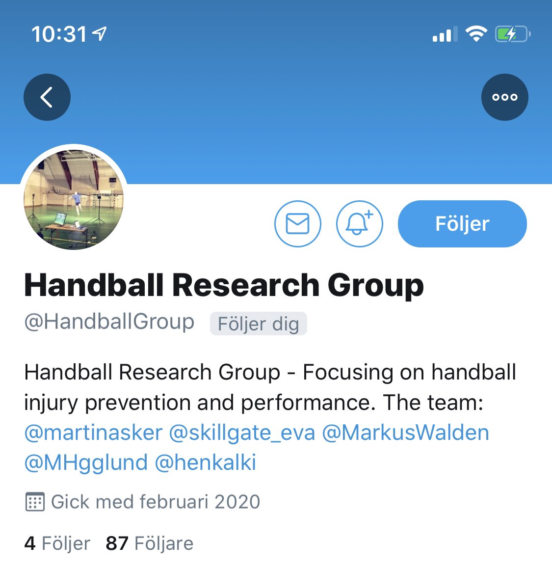 Interested in handball 🤾‍♀️🤾‍♂️ &amp; overhead sports medicine? <a href="/HandballGroup/">Handball Research Group</a> wld be an account to follow! Great stuff coming out from KHAST injury surveillance study and KHAST2 prevention RCT. Keep an 👁 out