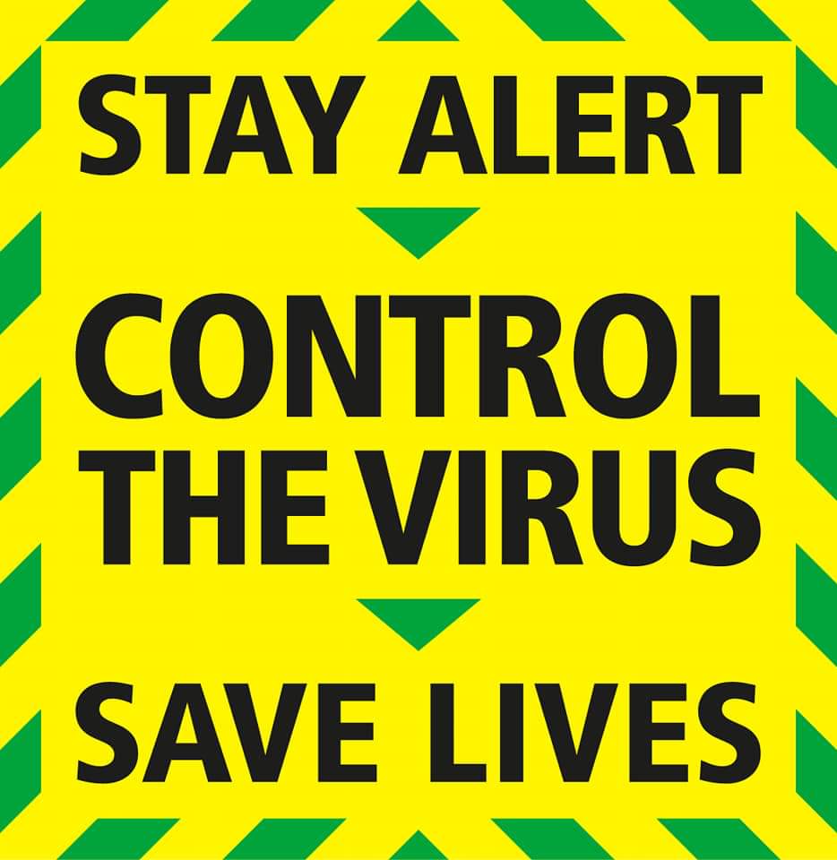 Which takes us to the new version.Which says it's now much safer, with that green stripe replacing the red. Weakens the message.And the message becomes gibberish. I understand 'stay home' but 'stay alert'? How? What does it mean?'Control the virus'? You what?
