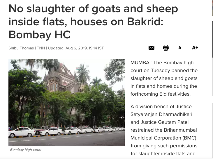 Such is the extent of slaughter nuisance by Jaahil community that owners and housing societies in Mumbai had to reach courtWill I be arrested in India if I don't rent my flat to such kinds?Food is sacred for many communities in India, why punish them for observing traditions?