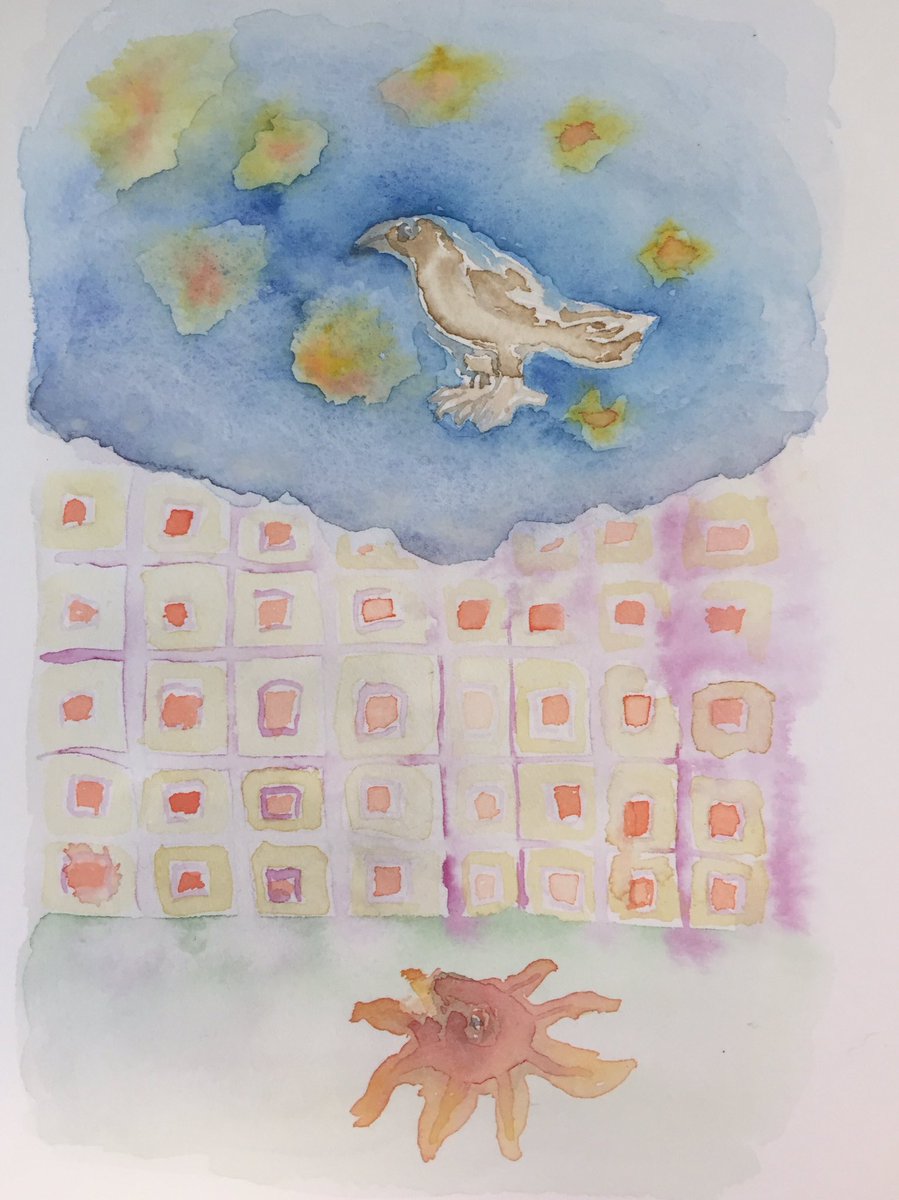 As The Phoenix. Watercolour by  @annafcsmith  #Space  #socialdistancing  #timetoreflect  #lonliness  #artduringcovid19  #lockdown  #phoenix  #lockdownart  #wiganart  #painting  #watercolour