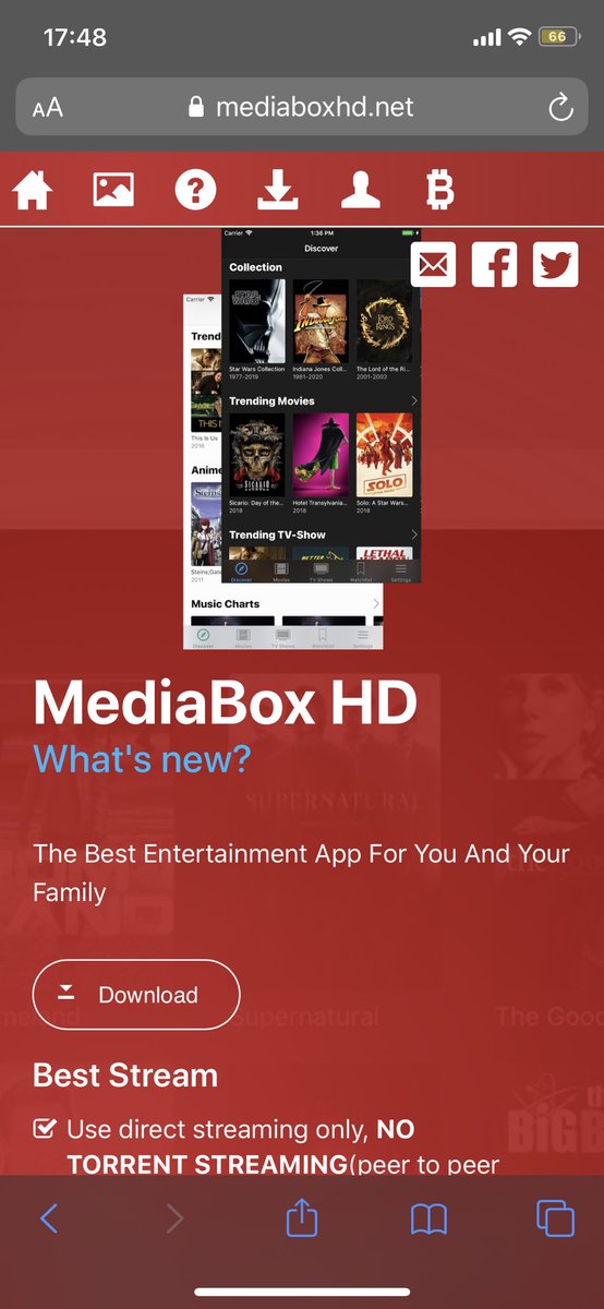 private_td's tweet photo. 外出自粛中なのでスマホで面白いアプリ?見つけた。
MEDIABOXHDと言うアプリ
iphone&Android
簡単に言うと映画、海外のドラマを見るアプリ。暇なので暇つぶしには良いかも
#mediaboxhd
#iPhone
#Android https://t.co/2dH1NAO2HL